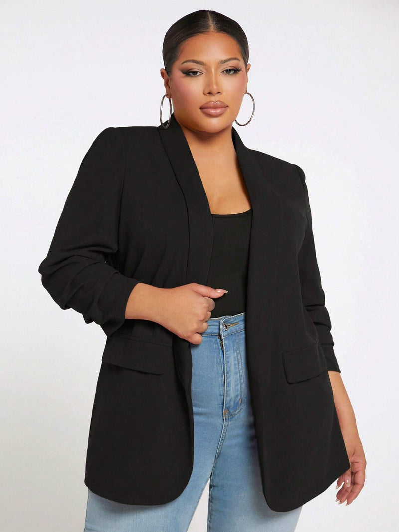 Blazer De Gola Xaile Plus Size - tassinitassinitassiniPretoG1Blazer De Gola Xaile Plus Size