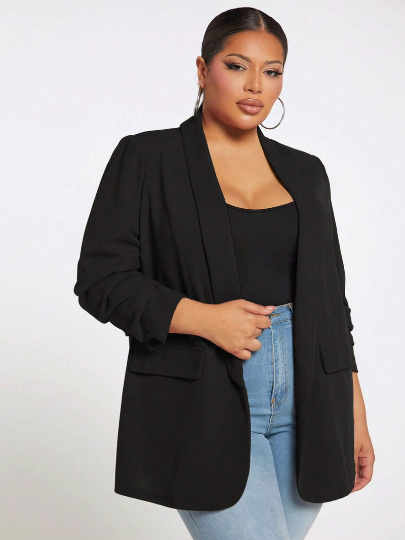 Blazer De Gola Xaile Plus Size - tassinitassinitassiniPretoG1Blazer De Gola Xaile Plus Size