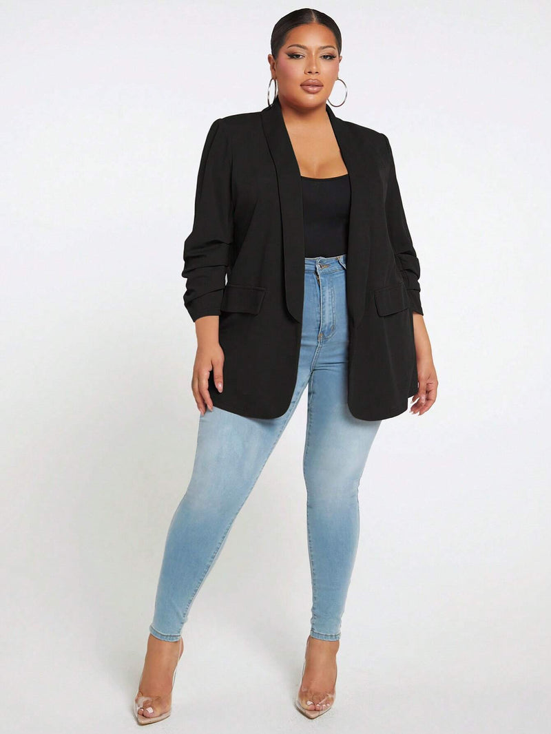 Blazer De Gola Xaile Plus Size - tassinitassinitassiniPretoG1Blazer De Gola Xaile Plus Size