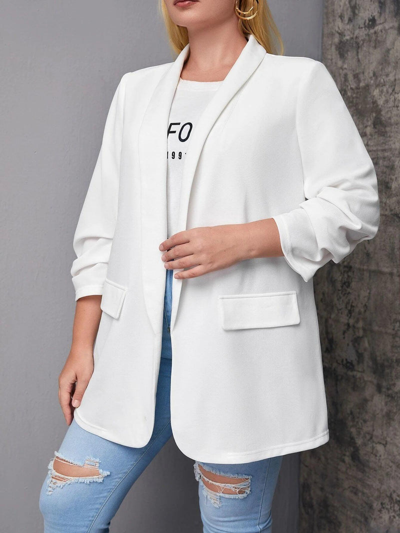 Blazer Feminno Alongado Plus Size - tassinitassinitassini(A007)Blazer Feminno Alongado BrancoGColete Plus Size, blusa feminina plus size, blezer plus size, blazer plus size feminino, blazer plus size, blazer over size, blazer feminino plus size preto, blazer feminino plus size, blazer feminino plus, blazer feminino branco plus size, blaze plus size,