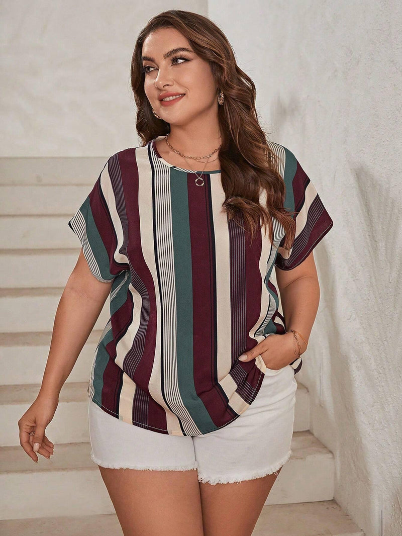 Blusa Listrada Plus Size - tassinitassinitassini(A030)Blusa Listrada VinhoGcamisa feminina, blusas plus size feminina, blusas plus size, blusas femininas, blusa social feminina, blusa feminina plus size, blusa branca feminina,