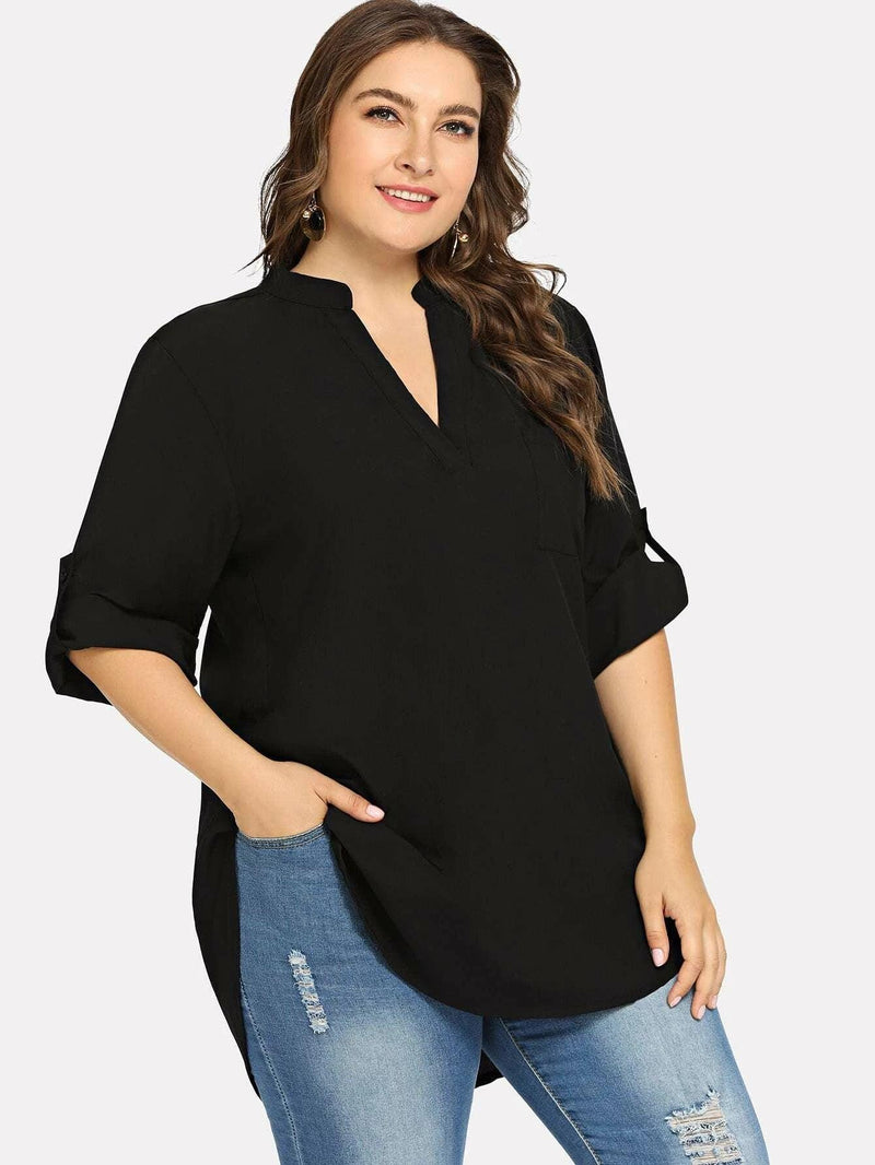 Blusa Social Com Manga Plus Size - tassiniSKU_1713794053940_787tassinitassini(A034)1713794053940/46Blusa Social PretoGcamisa feminina, blusas plus size feminina, blusas plus size, blusas femininas, blusa social feminina, blusa feminina plus size, blusa branca feminina,