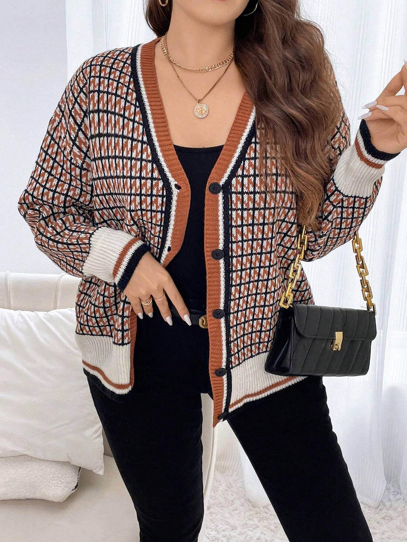 Cardigan Xadrez Plus Size - tassinitassinitassiniGCardigan Xadrez Plus Size