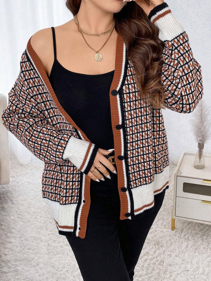 Cardigan Xadrez Plus Size - tassinitassinitassiniGCardigan Xadrez Plus Size