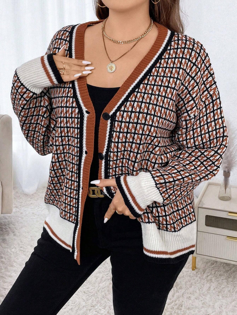 Cardigan Xadrez Plus Size - tassinitassinitassiniGCardigan Xadrez Plus Size