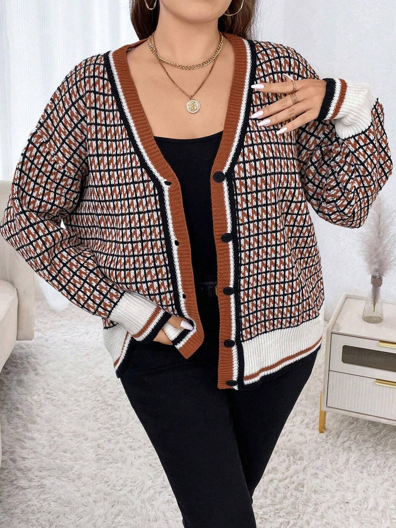 Cardigan Xadrez Plus Size - tassinitassinitassiniGCardigan Xadrez Plus Size